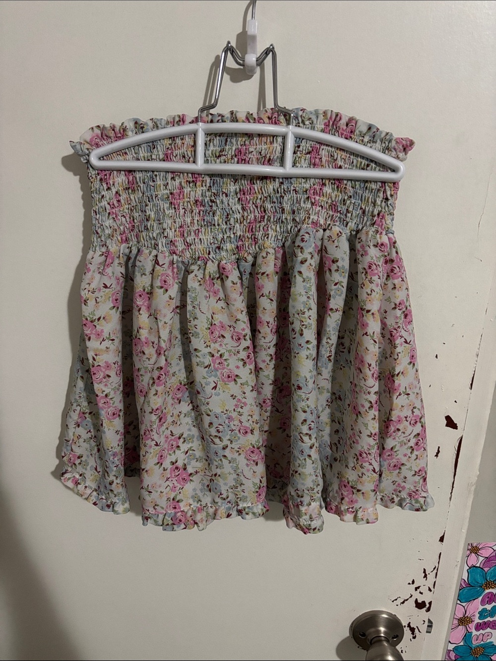 Junior's M Madden NYC Floral Print Skater Skirt Semi Sheer - 100% Polyester